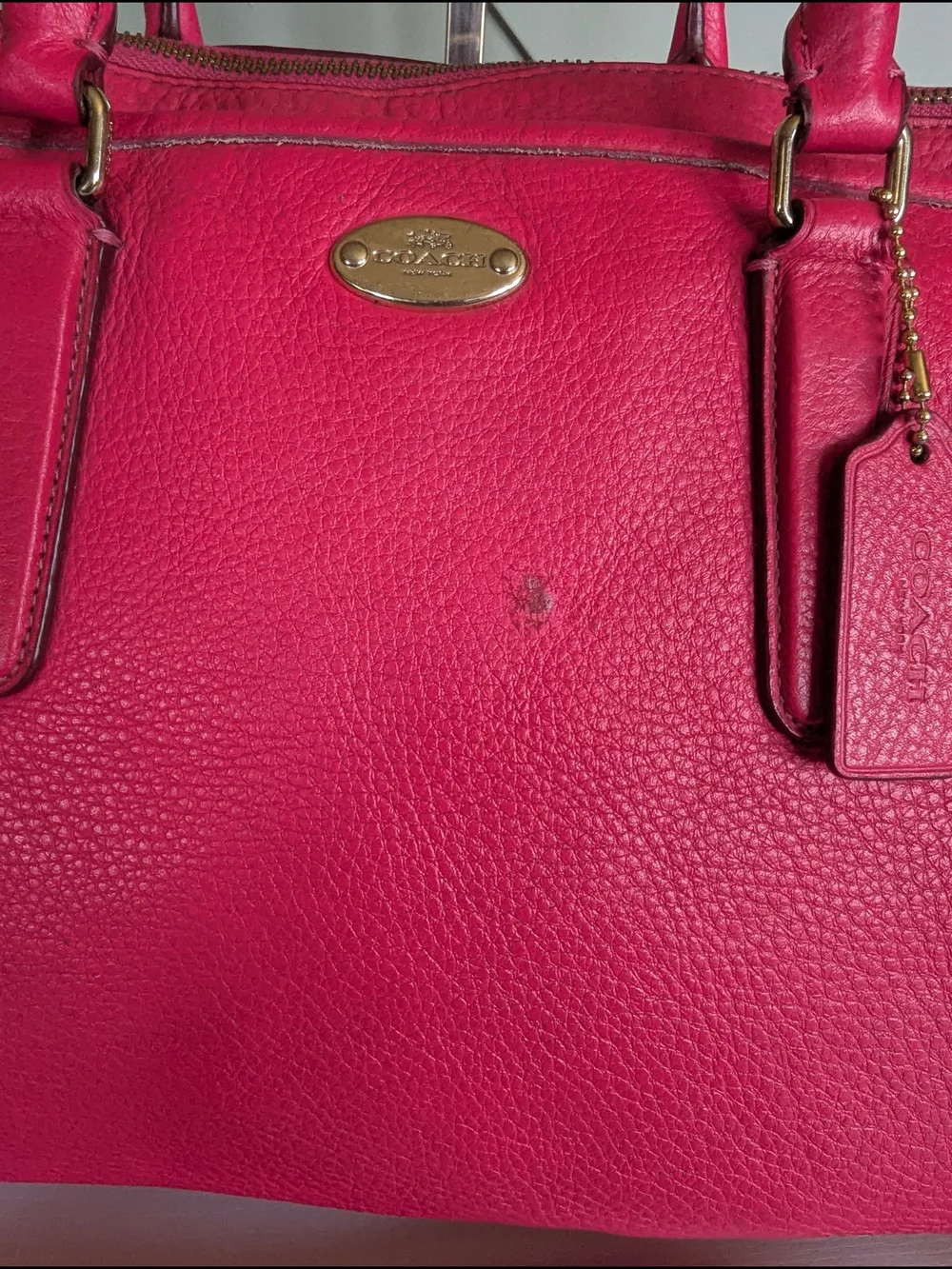 Coach Pink Leather Satchel with Removable Crossbody Strap